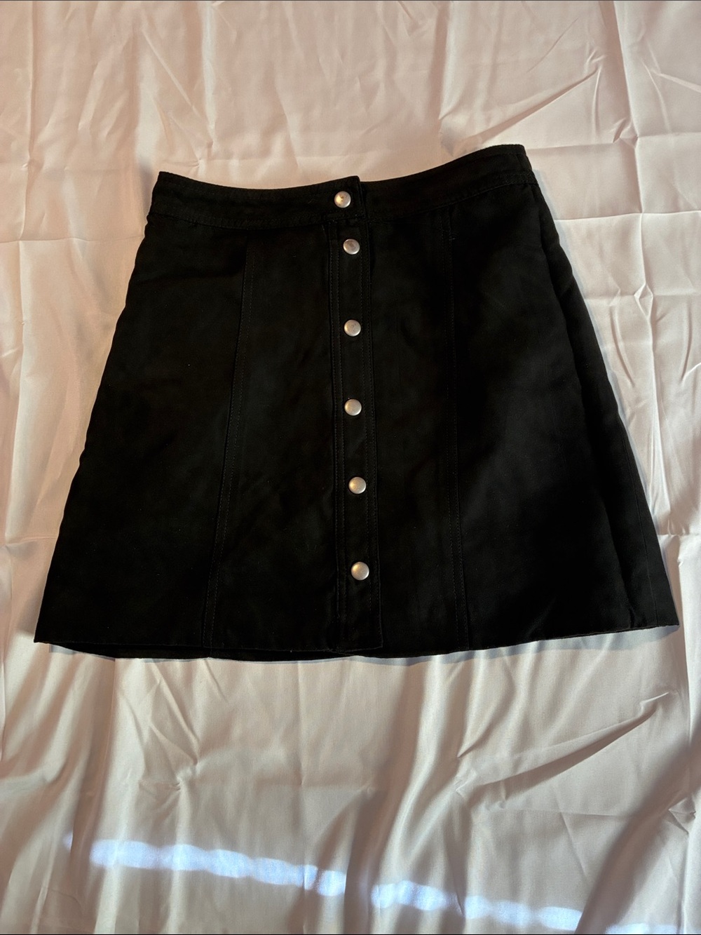 H&M Black Button-Front Mini Skirt with Silver Buttons
